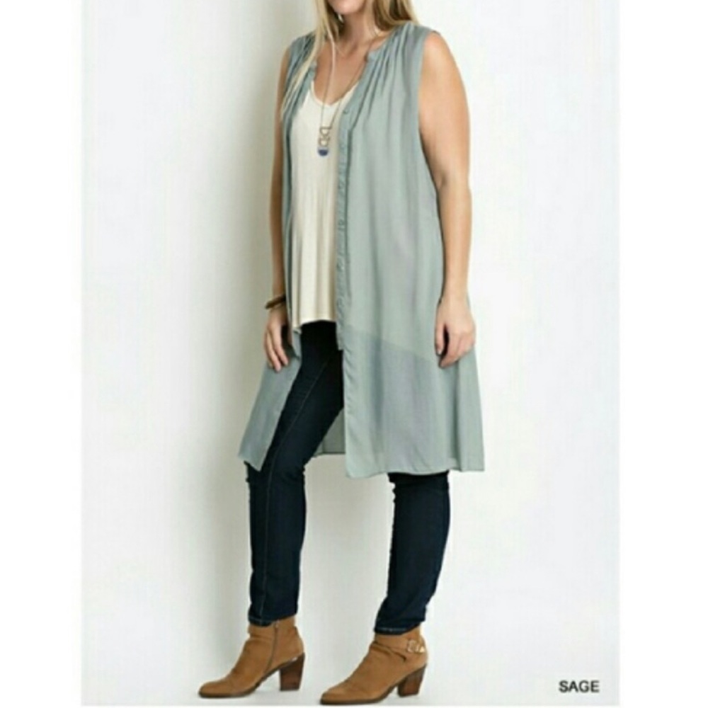 Open Back Semi Sheer Tunic Cardigan - Picture 2 of 3